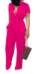 Yiershu Women's Sexy V Neck jumpsuit Short Sleeve