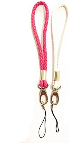 Braided PU Straps Hand Wrist Strap[2Pack] Leather Wrist Lanyard with J-Hook for Camera &amp; Cell Phone &amp; Purse&amp; keychain-Charms Around Your Wrist—Assorted Different Color (Rose Red/White)