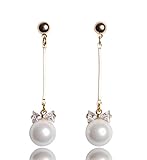 MISASHA Celebrity Designer Faux Imitation Pearl Bowtie Studs Earrings