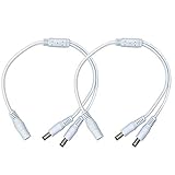 2Pack White 1 Male to 2 Female Way DC Power Splitter Cable Barrel Plug 5.5x2.1mm for CCTV Cameras LED Light Strip and more