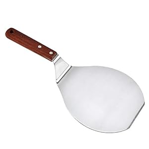 Guangcailun Pizza Ronde Spatel met houten handvat Cake Pizza Peel Roestvrij staal Paddle, Kleine