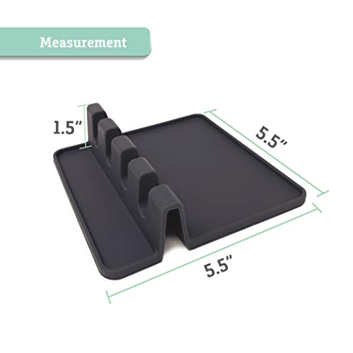Makerstep Silicone Utensil Spoon Rest with Drip Pad Non Slip Dark Gray, Heat Resistant and Grill Spoon Holder for Stove… - Image 2