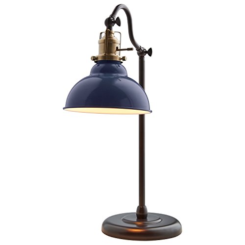 Stone & Beam Walters Vintage Task Lamp With Bulb, 19.9"H, Blue