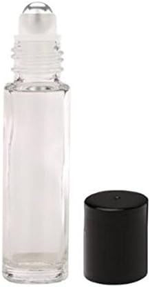 Glass Roll On Bottles With Metal Glasses Best Quality 10ml (1/3oz) Cobalt Blue Glass -For Aromatherapy, Essential Oils, Perfumes and Lip Balms - White