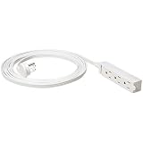 AmazonBasics Indoor 3 Prong Extension Power Cord Strip - Flat Plug, Grounded, 12 Foot, Pack of 2, White