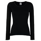 Fruit Of The Loom Ladies Lady-Fit Valueweight Long Sleeve T-Shirt (L) (Black), Online Clothing Store