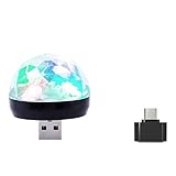 Fullfun Mini Car USB Party Light DJ LED RGB Colorful Music Sound Lamp for USB-C Phone Music Control Magic Ball (Black)