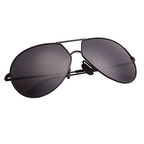 AoronÂ® Design Round Aviator Polarized Sunglasses for Men and Women P8510 (Black)