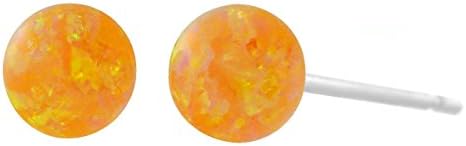 Trustmark 925 Sterling Silver Citrine Yellow Synthetic Opal Ball Stud Post Earrings