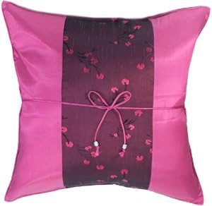Artiwa SALE 80% OFF Fuchsia Pink Floral Square Silk Satin Throw Decorative Pillow Case Cushion Cover for Sofa Couch Bed Sofa 16x16 in. 40x40 cm Gift Idea for Men Women Mom Wife Birthday