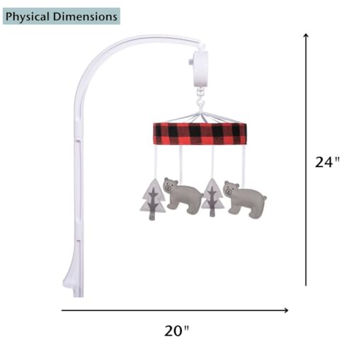 Sammy & Lou Lumberjack Plaid Baby Crib Mobile with Music, Crib Mobile