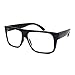 RETRO Mob Flat Top Unisex Square Frame Clear Lens Eye Glasses BLACK