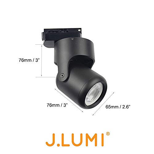J.LUMI TRK1250 Track Light Head Hannover, Includes LED Bulb 5W 120V, 3000K Warm White, Contemporary Minimalist Design, on Halo Track System, Black Finish, Compatible Track Rail RAL3002 (not Included)