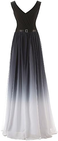 Dobelove Women's V-neck Corset Back Fashion Grey Gradient Evening Party Dress