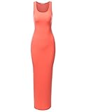 DRESSIS Women's Ribbed Sleeveless Scoop Neck Maxi Bodycon Slim Fit Dress