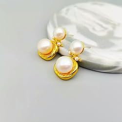 Henai Retro Wind Natural Freshwater Pearl Earrings