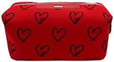 Revlon Small Voyager Cosmetic Case Red with Black Hearts
