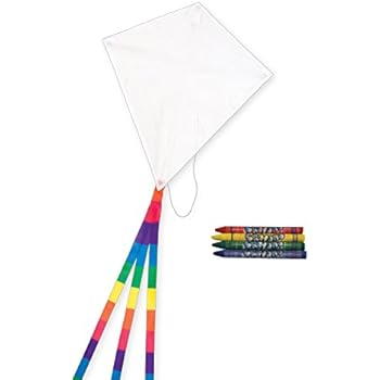 In the Breeze Coloring Diamond 20 Inch Kite - Single Line - Ripstop Fabric Kite - Includes Crayons, Kite Line and Bag - Creative Fun for Kids and Adults