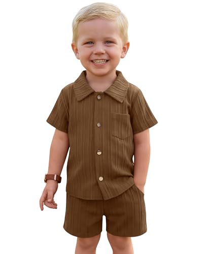 YooAurvox Toddler Boy's 2 Piece Cotton Outfits, Brown, 4T at Amazon