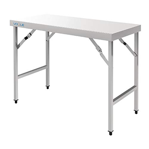 Vogue Edelstahl-Klapptisch 1200 mm, Tisch aus poliertem Edelstahl, GröÃe: 900 (H) x 1200 (B) x 600 (T) mm, Verwendung im Innen- und AuÃenbereich, CB905