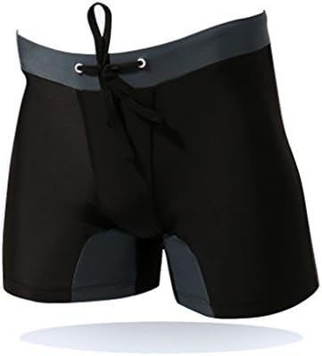 Ruefree Men's Swimming Trunks Swim Boxer Brief Shorts with Front Tie black-gray XL