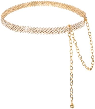 Glass Diamond Chain Belt Women Retro Bling Bling Metal Waist Accessory Ayliss Women Rhinestone Belt Bling Crystal Shiny Waist Dress  main image 4