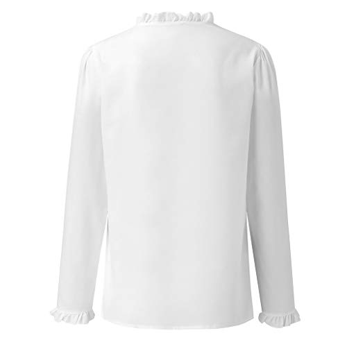 BeautyVan Womens Office Work Shirt Long Sleeve Ruffles Shirt Elegant High Neck Simple Tops - Thumbnail 4