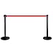 Yescom 2pcs Black Steel Retractable Crowd Control Stanchion w/Red Belt Queue Line Post Barrier