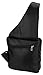 Mens Womens Black Cowhide Leather Crossbody IPAD Compatible Shoulder Sling Bag with Carabiner