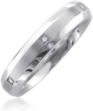 Men's Stainless Steel Diamond Band Ring (0.03 carat)