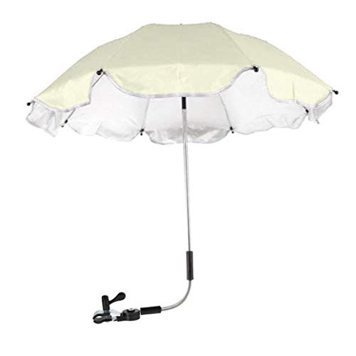 Baby Stroller Umbrella,Sunbona Baby Stroller Cover Parasol with Universal Clamp for Sun Rain Protection UV Rays Outdoor Umbrella (Beige)