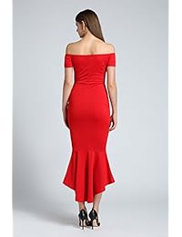 allimy elegante fuera del hombro bodycon alta baja sirena vestido de noche formal