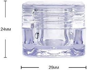 TOPWEL 5 Gram 5ml Transparent Refillable Acrylic Square Bottle Container Jars for Nail Powder Bottles Eye Shadow Container Lot Powder Container (25pcs)