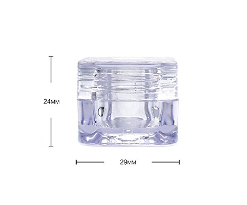 TOPWEL 5 Gram 5ml Transparent Refillable Acrylic Square Bottle Container Jars for Nail Powder Bottles Eye Shadow Container Lot Powder Container (25pcs)