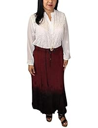 Women's Maxi Long Skirt Embroidered Rayon Medieval Fall Skirts M