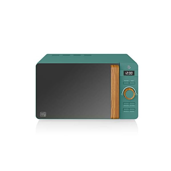Swan 20L Nordic Digital Microwave, Scandi Style, Wood Effect Handle, Soft Touch Housing and Matte Finish, 800W, Pine…