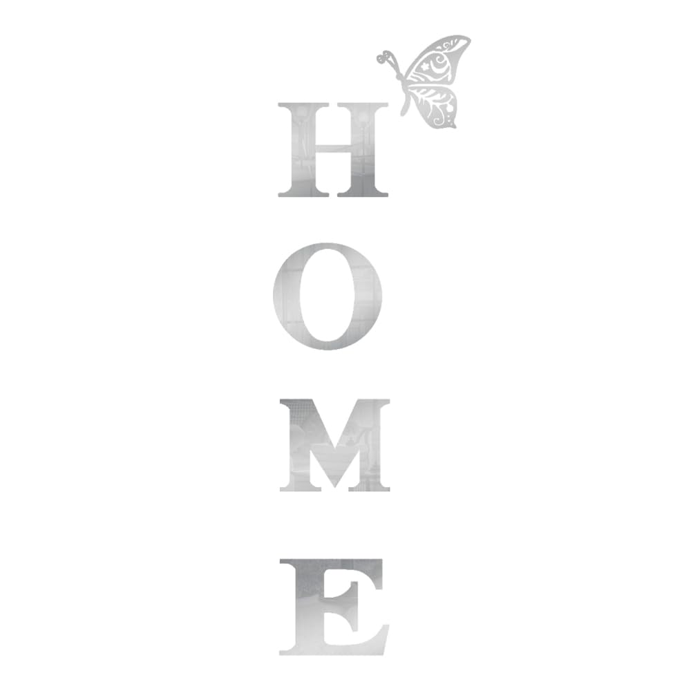 Home Sign Wall House Stickers, Acrylic Removable Mirror Wall Stickers Sign Home Letters Signs with Butterflies for Home Kitchen Bedroom Decorations