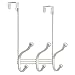 iDesign York Metal Over the Door Organizer, 3-Hook Rack for Coats, Hats, Robes, Towels, Jackets, Purses, Bedroom, Closet, and Bathroom, 8.25