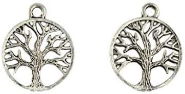 King.MI Tibetan Silver Charm Pendants - Valentine's Day Antique Silver Jewellery Making Beading Crafting Findings (20 * 24mm Life Tree*30pcs)