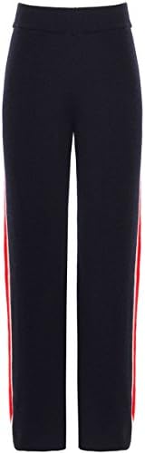 Chinti and Parker Women's Mouline Intarsia Track Pants, Navy/Rose/Cherry, Small