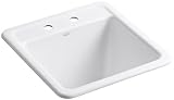 Kohler K-6655-2-0 Park Falls Self-Rimming Sink with Two-Hole Faucet Drilling, White