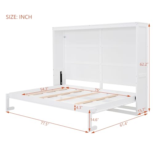Full Size Murphy Bed Frame, Foldable Cube Full Platform Bed