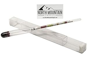 North Mountain Supply - NMSTS-H Glass Triple Scale Hydrometer - Specific Gravity 0.760-1.150 - Potential ABV 0-16% - Sugar Per Liter 0-341 Clear