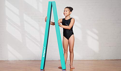 Springee 9ft Balance Beam - Extra Firm - Vinyl Folding Gymnastics Beam for Home - Teal - Thumbnail 3