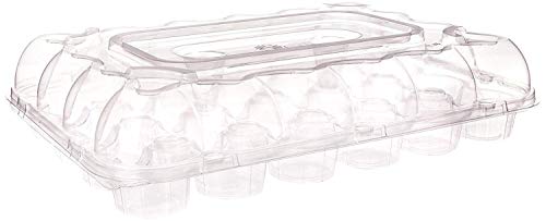 (24 Pack x 4 Sets) STACKnGO Carrier Holds 24 Standard Cupcakes - Strongest Cupcake Boxes, Tall Dome Detachable Lid, Clear Plastic Disposable Containers, Storage Tray, Travel Holder, Regular Muffins