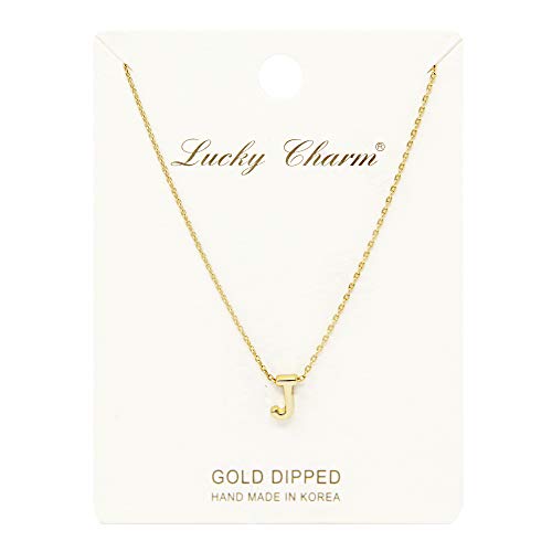 Me Plus Petite Initial Letter Alphabet Pendant Charm Gold Dipped Necklace Gold Silver Rosegold (23 Letters) (J - Gold)