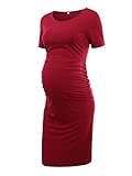 Jezero Women's Bodycon Dress Short Sleeve Ruched Sides Knee Length Maternity Dress