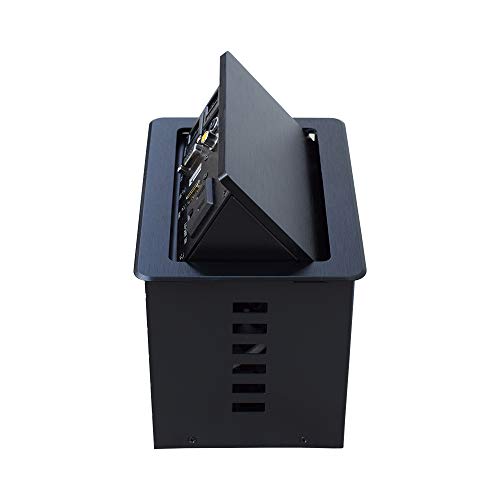 Pop Up Outlet Date Center with CAT6 Power HDMI VGA USB and Video for Meeting Room or Conference Desktop