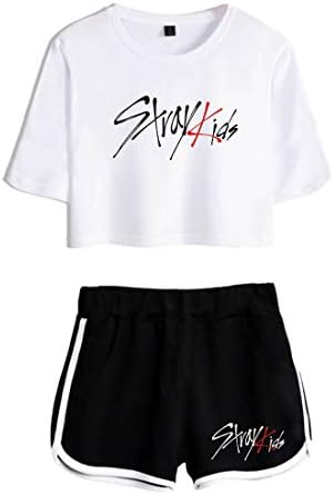 HAMIQI Stray Kids Suits Women Round Neck T-Shirt + Running Shorts Two Piece Suit Leisure Sportwear