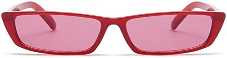 Gobiger Rectangle Small Frame Sunglasses Fashion Designer Square Shades for Women (Red Frame, Red)